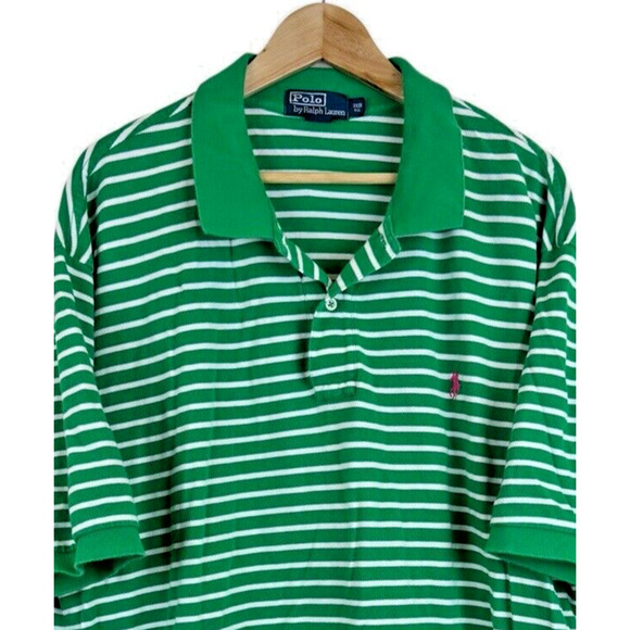 Polo by Ralph Lauren Men's Polo Shirt 3XB Blue Stripe Pink Pony - Picture 2 of 5